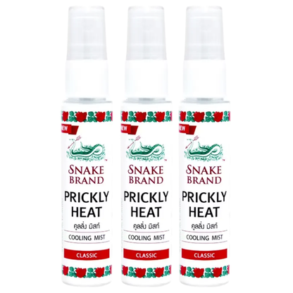 Snake Brand Cooling Body Mist Spray - Prickly Heat Relief - 30ml (Pack of 3) - Made in Thailand