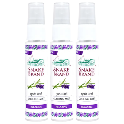 Snake Brand Cooling Body Mist Spray - Prickly Heat & Relaxing Lavender Scent - 30ml (Pack of 3) - Made in Thailand