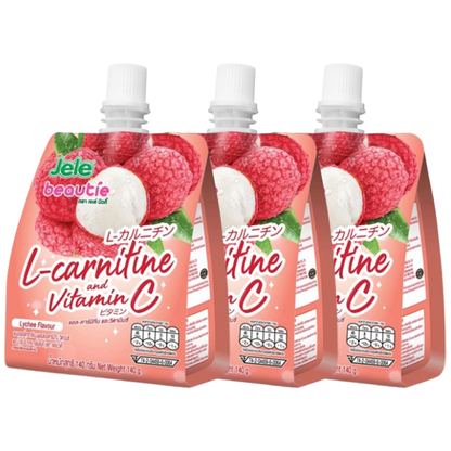 Jele Beautie Lychee Jelly with L-Carnitine & Vitamin C (Pack of 3, 140g)
