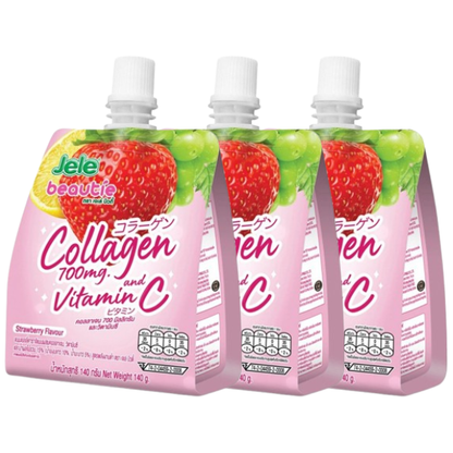 Jele Beautie Strawberry Collagen Jelly 140g (Pack of 3) – Boost Skin Radiance