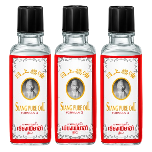Siang Pure White Oil Formula 2 with Peppermint Menthol Aroma - 25ml (Pack of 3) - Made in Thailand