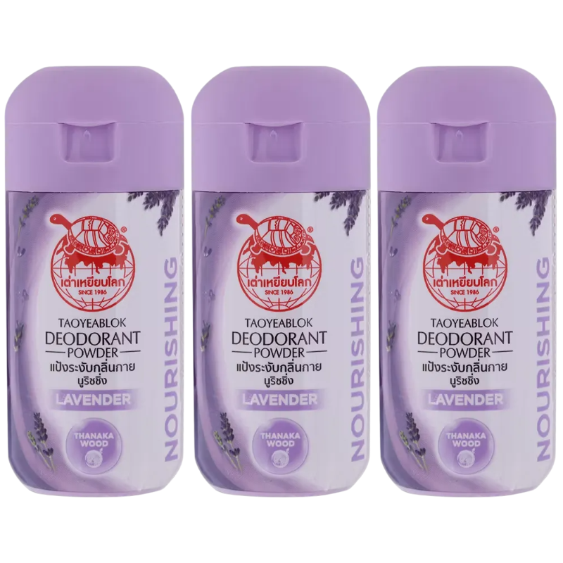 Taoyeblok Lavender Deodorant Powder 22g — Pack of 3 for Natural Freshness