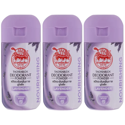 Taoyeblok Lavender Deodorant Powder 22g — Pack of 3 for Natural Freshness