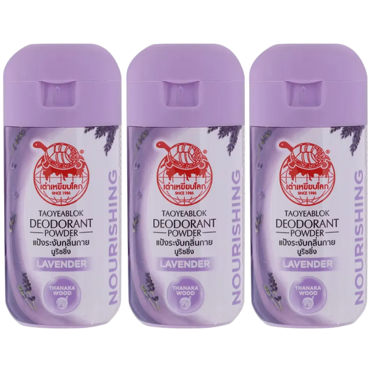Taoyeblok Lavender Deodorant Powder 22g — Pack of 3 for Natural Freshness