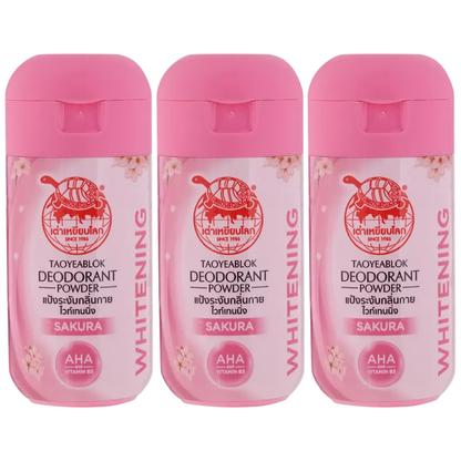 Taoyeblok Sakura Deodorant Powder 22g - Pack of 3 for Fresh & Odor-Free Skin