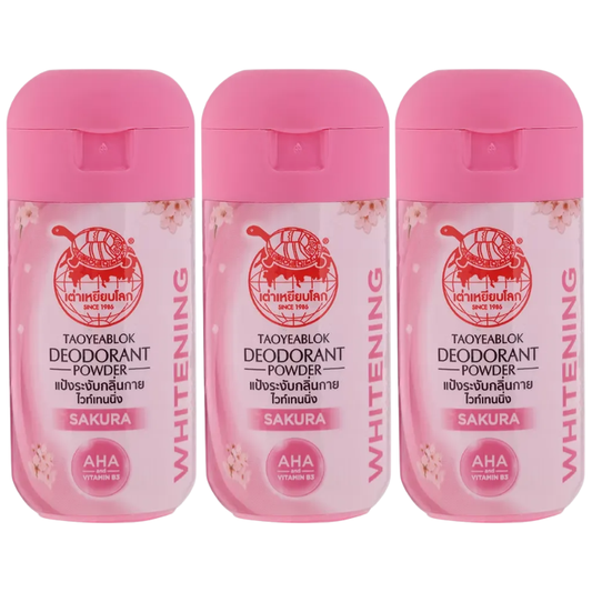 Taoyeblok Sakura Deodorant Powder 22g - Pack of 3 for Fresh & Odor-Free Skin