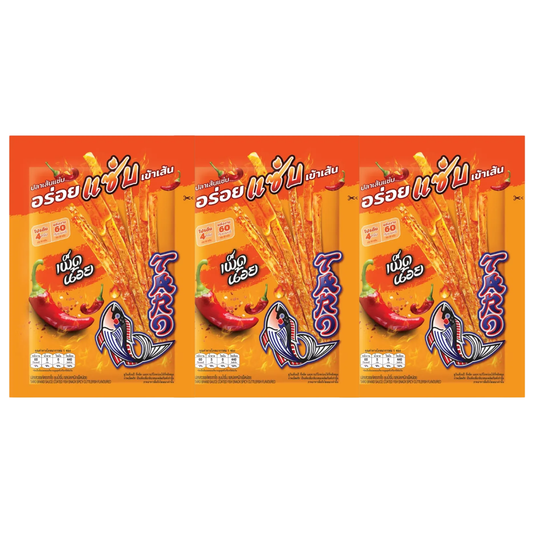 Taro Mild Spicy Squid Flavored Fish Snack 18g (Pack of 3)