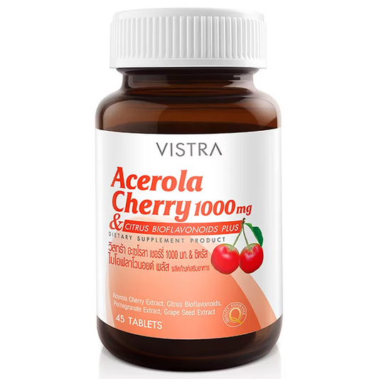 Vistra Acerola Cherry 1000 mg with Citrus Bioflavonoids - 45 Tablets for Immunity & Skin