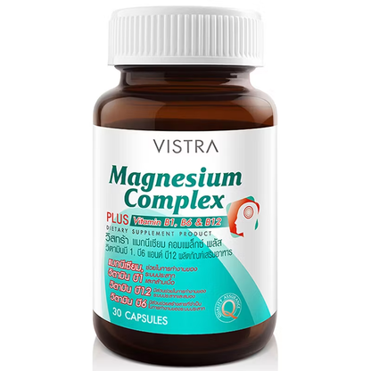 Vistra Magnesium Complex with Vitamins B1, B6 & B12 - 30 Capsules for Energy & Muscle Support