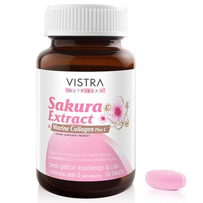 Vistra Nutribeau Sakura & Marine Collagen Plus C - 30 Tablets for Radiant Skin