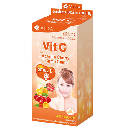 Vida Vitamin C Capsules - Natural Acerola Cherry & Camu Camu - 84 Capsules