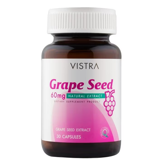 Vistra Grape Seed 60mg Extract - 30 Vegetarian Capsules for Heart & Antioxidant Support