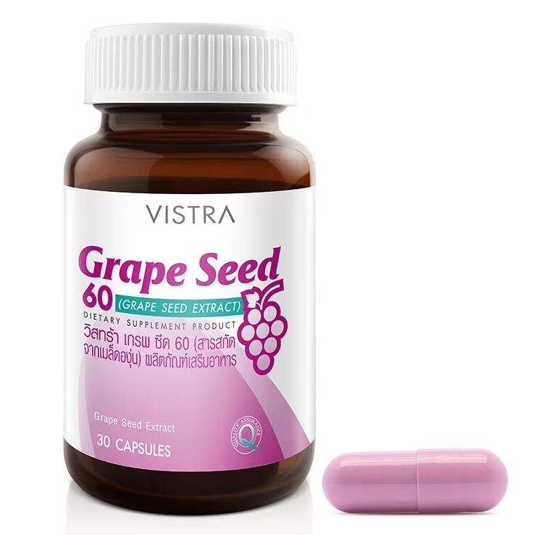 Vistra Grape Seed 60mg Extract - 30 Vegetarian Capsules for Heart & Antioxidant Support