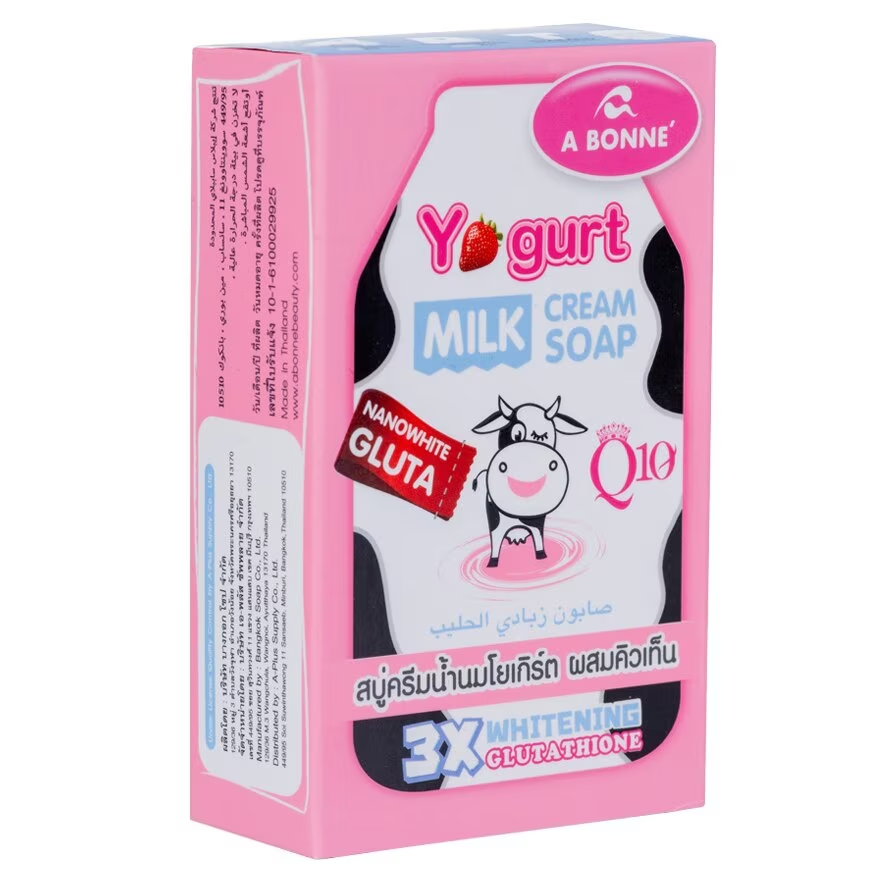 A Bonne Yogurt Milk Cream Soap with Q10 – Hydrating & Anti-Aging Facial Bar (Pack of 3, 90g)
