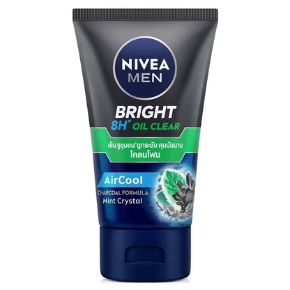 Nivea Men Bright 8H Oil-Control Mud Foam 100g for Clear, Radiant Skin