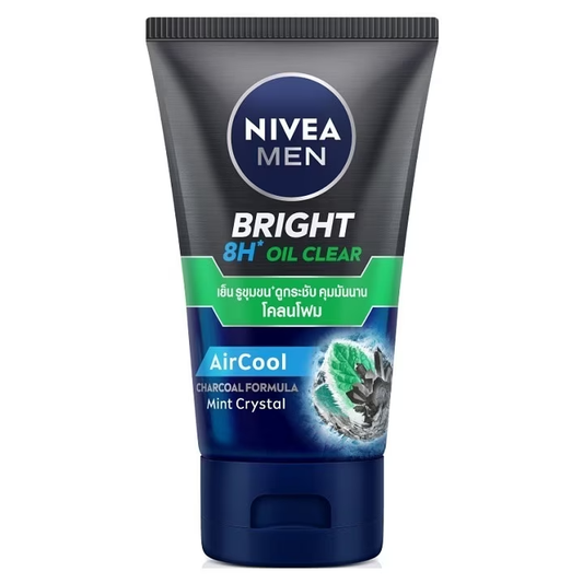 Nivea Men Bright 8H Oil-Control Mud Foam 100g for Clear, Radiant Skin