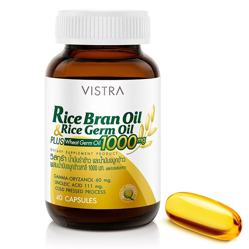 Vistra Rice Bran, Rice Germ & Wheat Germ Oil 1000mg - 40 Capsules for Heart & Skin Health