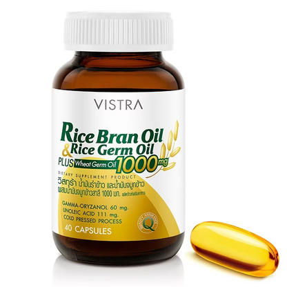 Vistra Rice Bran, Rice Germ & Wheat Germ Oil 1000mg - 40 Capsules for Heart & Skin Health