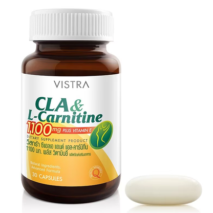 Vistra CLA & L-Carnitine 1100mg with Vitamin E - 30 Capsules for Weight Management