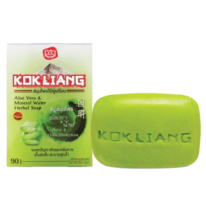 Kok Liang Aloe Vera & Mineral Water Herbal Soap - 90g for Refreshing, Hydrating Skin