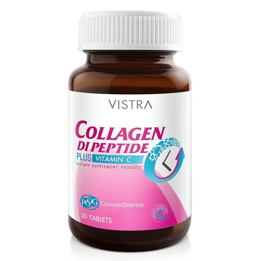 Vistra Collagen Dipeptide + Vitamin C - 30 Tablets for Glowing Skin