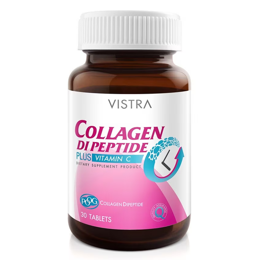 Vistra Collagen Dipeptide + Vitamin C - 30 Tablets for Glowing Skin