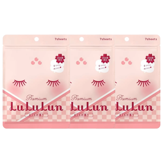 Lululun Sakura Premium Face Mask – Hydrating & Rejuvenating Japan-made Sheet Mask (Pack of 3 x 7 sheets)