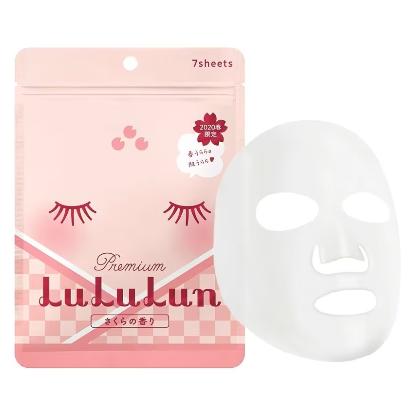 Lululun Sakura Premium Face Mask – Hydrating & Rejuvenating Japan-made Sheet Mask (Pack of 3 x 7 sheets)