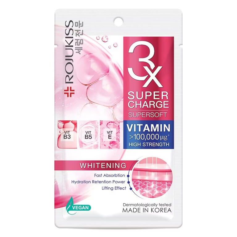 Rojukiss Super Charge Supersoft Vitamin Brightening Face Mask - Pack of 6