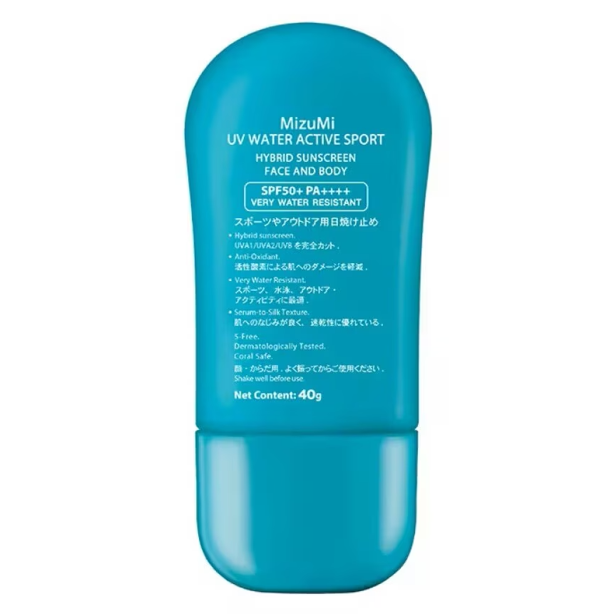 MizuMi UV Water Active Sport Sunscreen SPF50+ PA++++ - 40g, Made in Japan