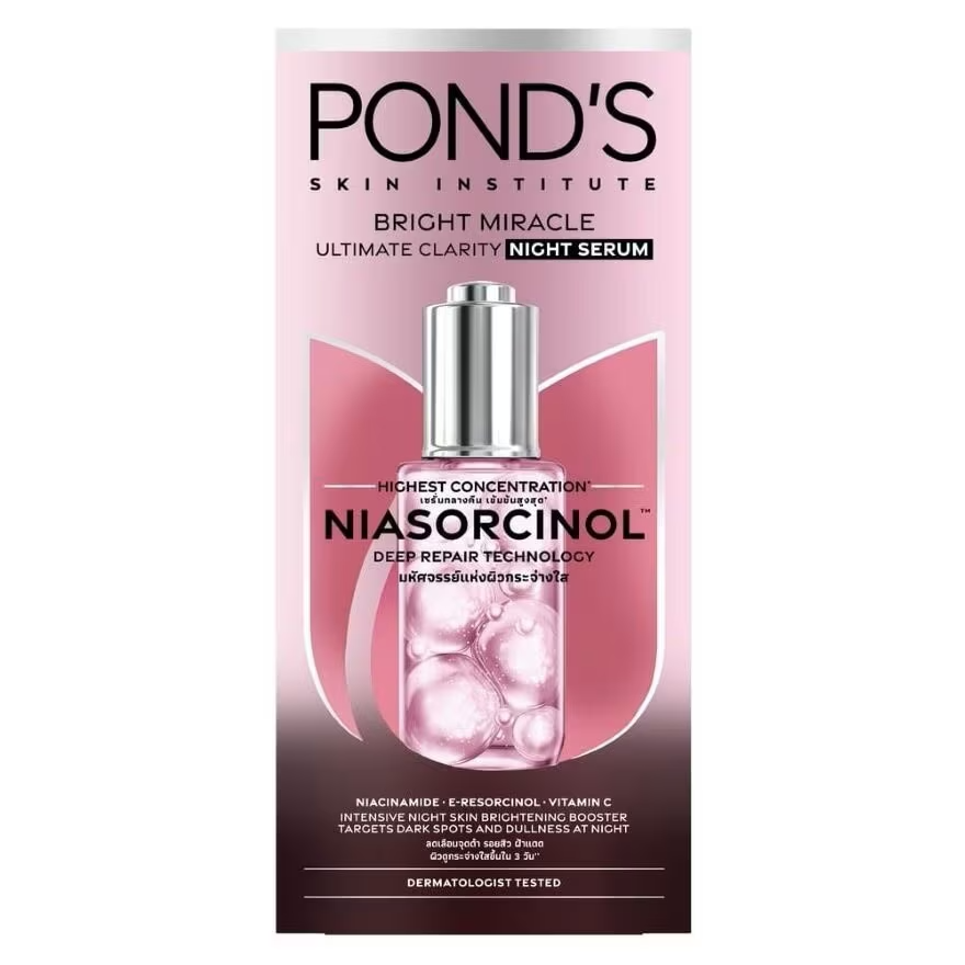Pond's Bright Miracle Night Serum with Niasorcinol - 30g for Radiant, Even Skin