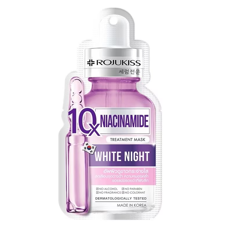Rojukiss Niacinamide 10X White Night Mask - Pack of 6 for Brightened, Even Skin