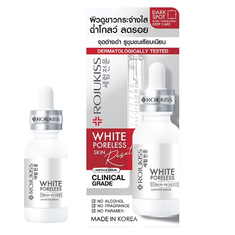 Rojukiss White Poreless Skin Reset Serum 30ml – Brightening & Pore Tightening