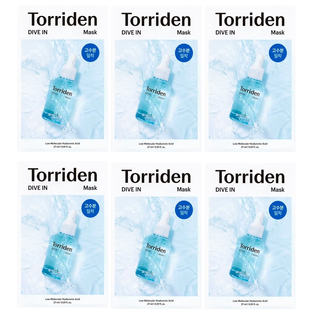 Torriden Dive In Low Molecule Hyaluronic Acid Mask Sheet - 27ml (Pack of 6)