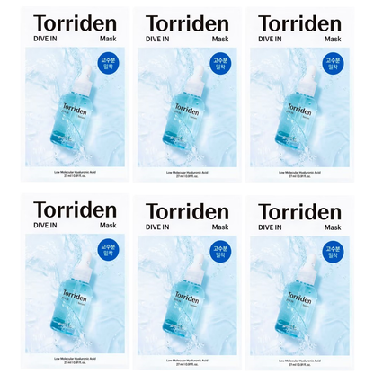Torriden Dive In Low Molecule Hyaluronic Acid Mask Sheet - 27ml (Pack of 6)