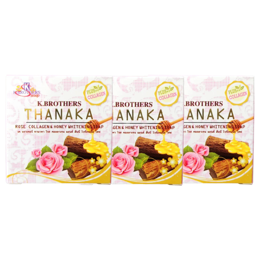 K. Brothers Thanaka Rose Collagen & Honey Whitening Soap 60g (Pack of 3)