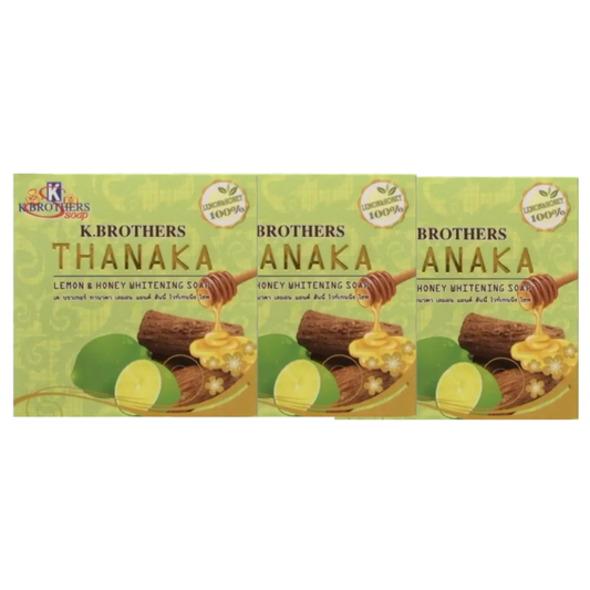 K. Brothers Thanaka Lemon & Honey Whitening Soap 60g - Pack of 3 for Bright, Clear Skin