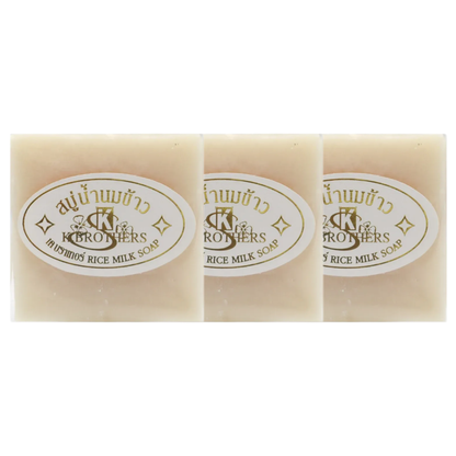 K. Brothers 100% Pure Rice Milk Soap – Reduce Freckles & Brighten Skin (Pack of 3, 60g)