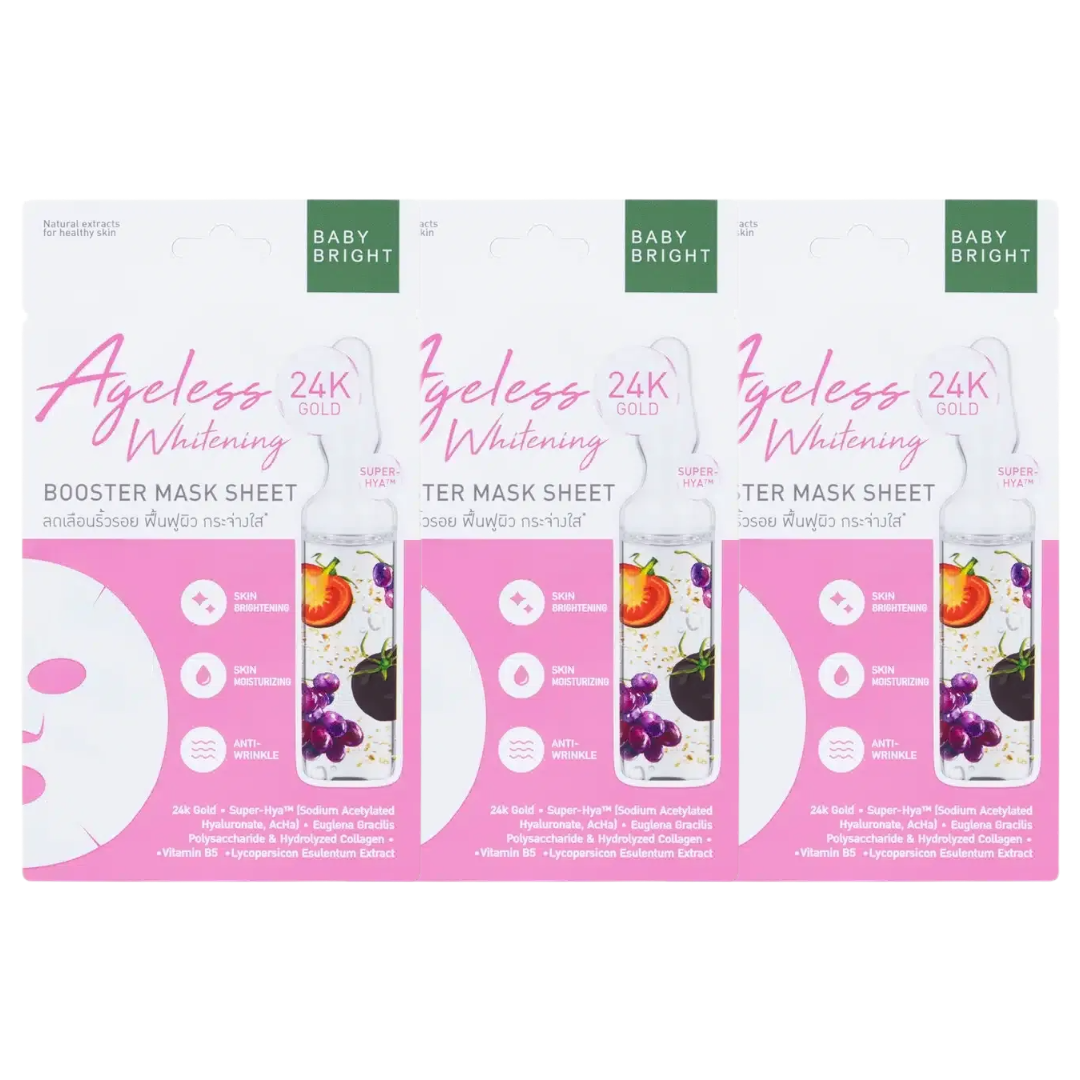Baby Bright Ageless Whitening Booster Mask Sheet – Pack of 3, 20g each