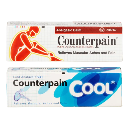 Counterpain Warming Analgesic Gel 120g & Cool Cold Analgesic Balm 120g - Pack of 2 - Made in Thailand