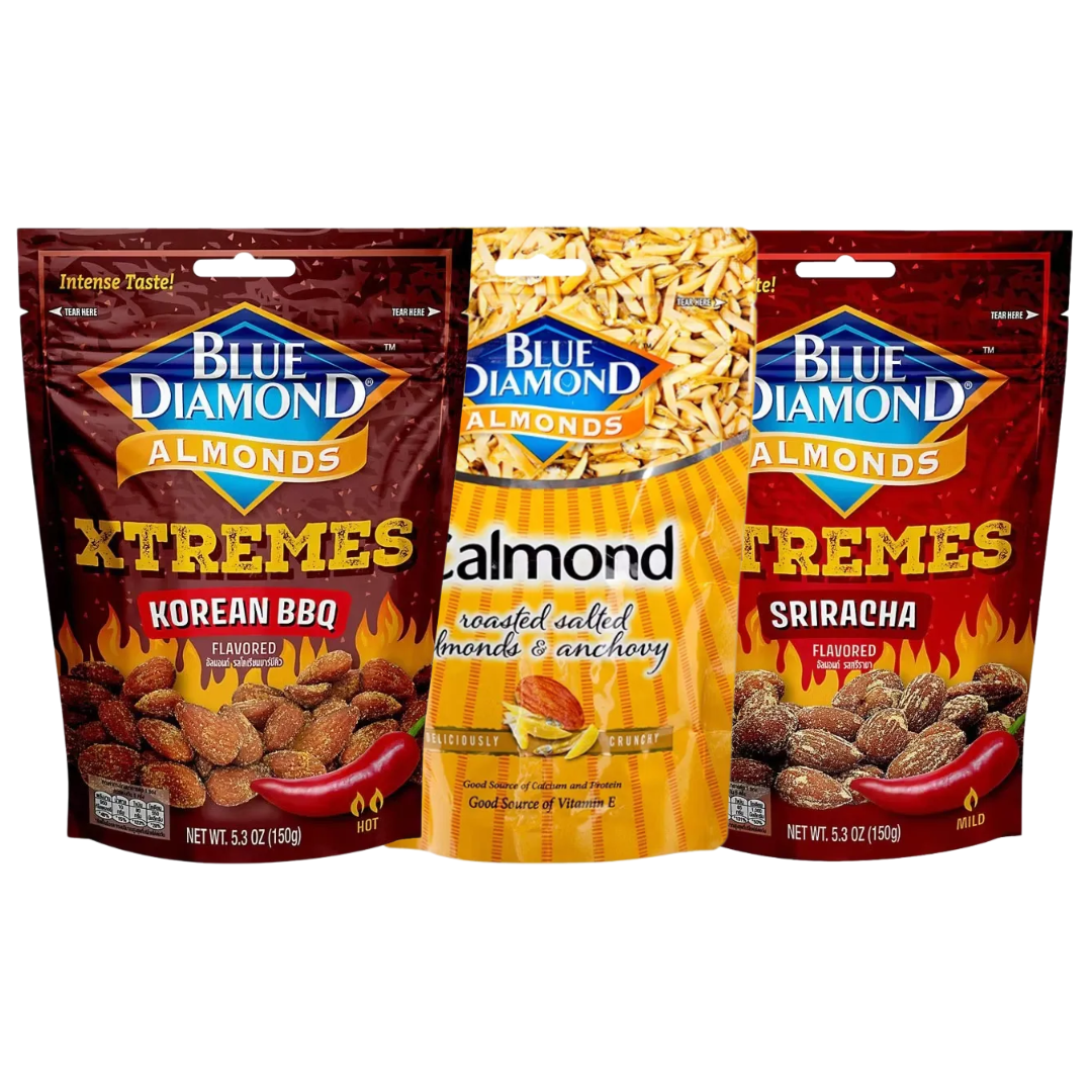 Blue Diamond Mixed Almond & Fish Snacks - Variety Pack of 3