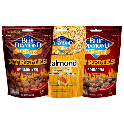 Blue Diamond Mixed Almond & Fish Snacks - Variety Pack of 3