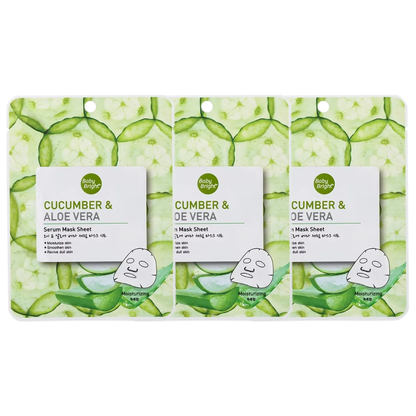 Baby Bright Cucumber & Aloe Vera Hydrating Serum Mask Sheet - 20g (Pack of 3)