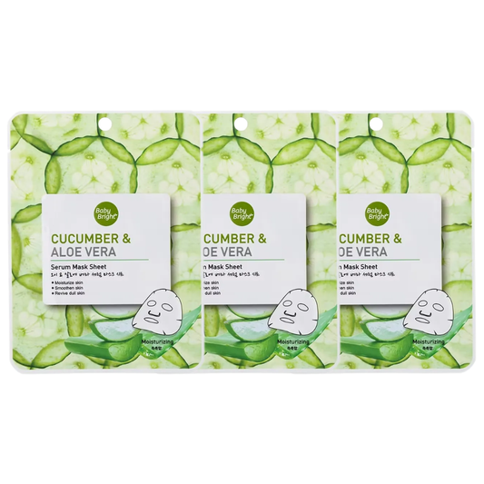 Baby Bright Cucumber & Aloe Vera Hydrating Serum Mask Sheet - 20g (Pack of 3)