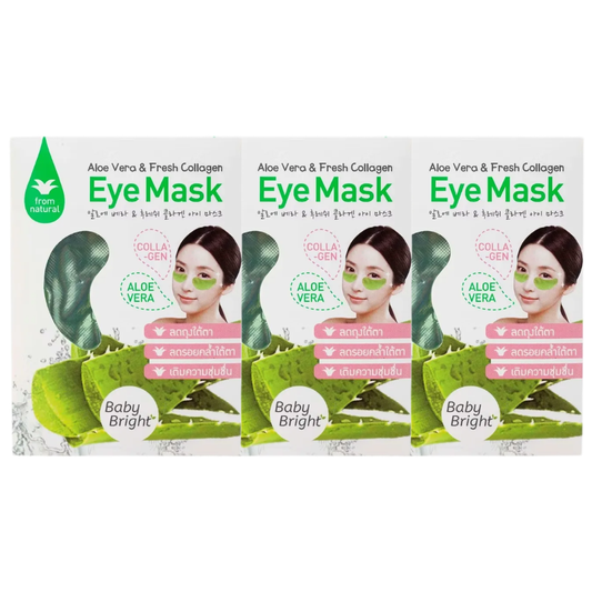 Baby Bright Aloe Vera & Collagen Eye Mask - Pack of 3 Pairs for Bright, Hydrated Eyes