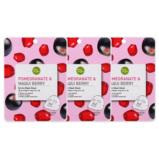 Baby Bright Pomegranate & Maqui Berry Serum Face Mask (Pack of 3) - Hydrating & Brightening