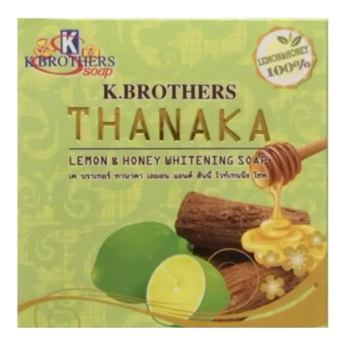 K. Brothers Thanaka Lemon & Honey Whitening Soap 60g - Pack of 3 for Bright, Clear Skin