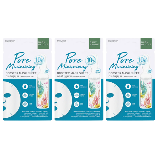 Baby Bright Pore-Minimizing Sheet Mask - 20g (Pack of 3) for Refined & Bright Skin