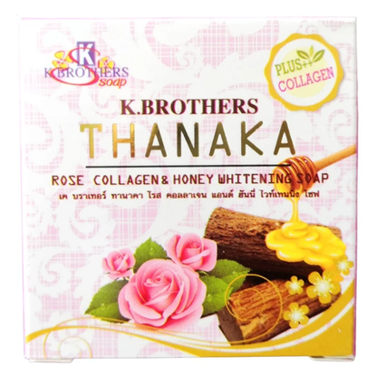 K. Brothers Thanaka Rose Collagen & Honey Whitening Soap 60g (Pack of 3)