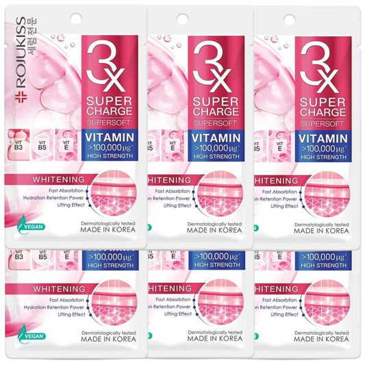 Rojukiss Super Charge Supersoft Vitamin Brightening Face Mask - Pack of 6